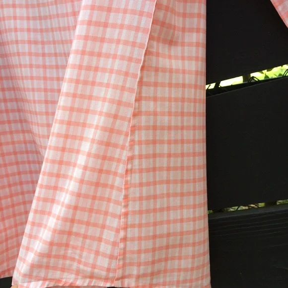 Banana Republic Gingham coral orange button down 100% cotton shirt XS - Picture 5 of 14